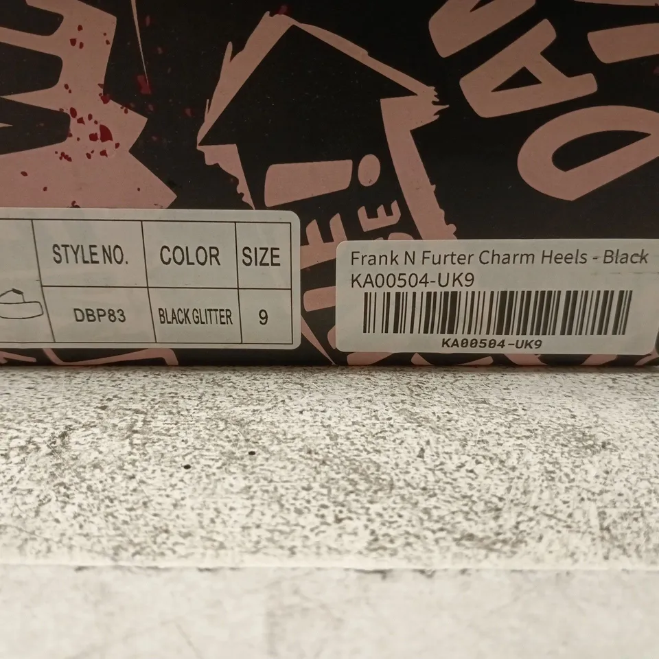 FRANK N FURTER CHARM HEELS – BLACK GLITTER, UK9