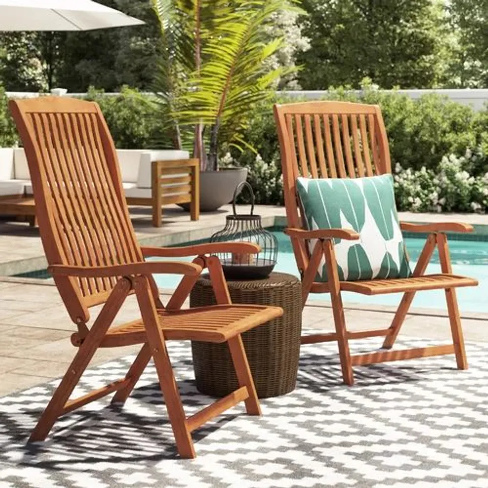 BOXED AFRIN FOLDING EUCALYPTUS PATIO DINING CHAIR