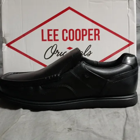 LEE COOPER WALTHAM SLIP MEN'S BLACK LEATHER SLIP-ON SHOES UK 8.5