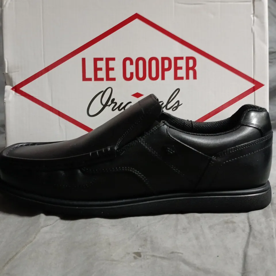LEE COOPER WALTHAM SLIP MEN'S BLACK LEATHER SLIP-ON SHOES UK 8.5