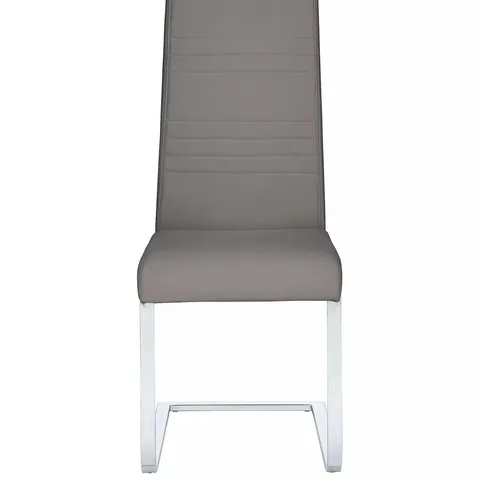 PAIR OF JET FAUX LEATHER CANTILEVER DINING CHAIRS - GREY 