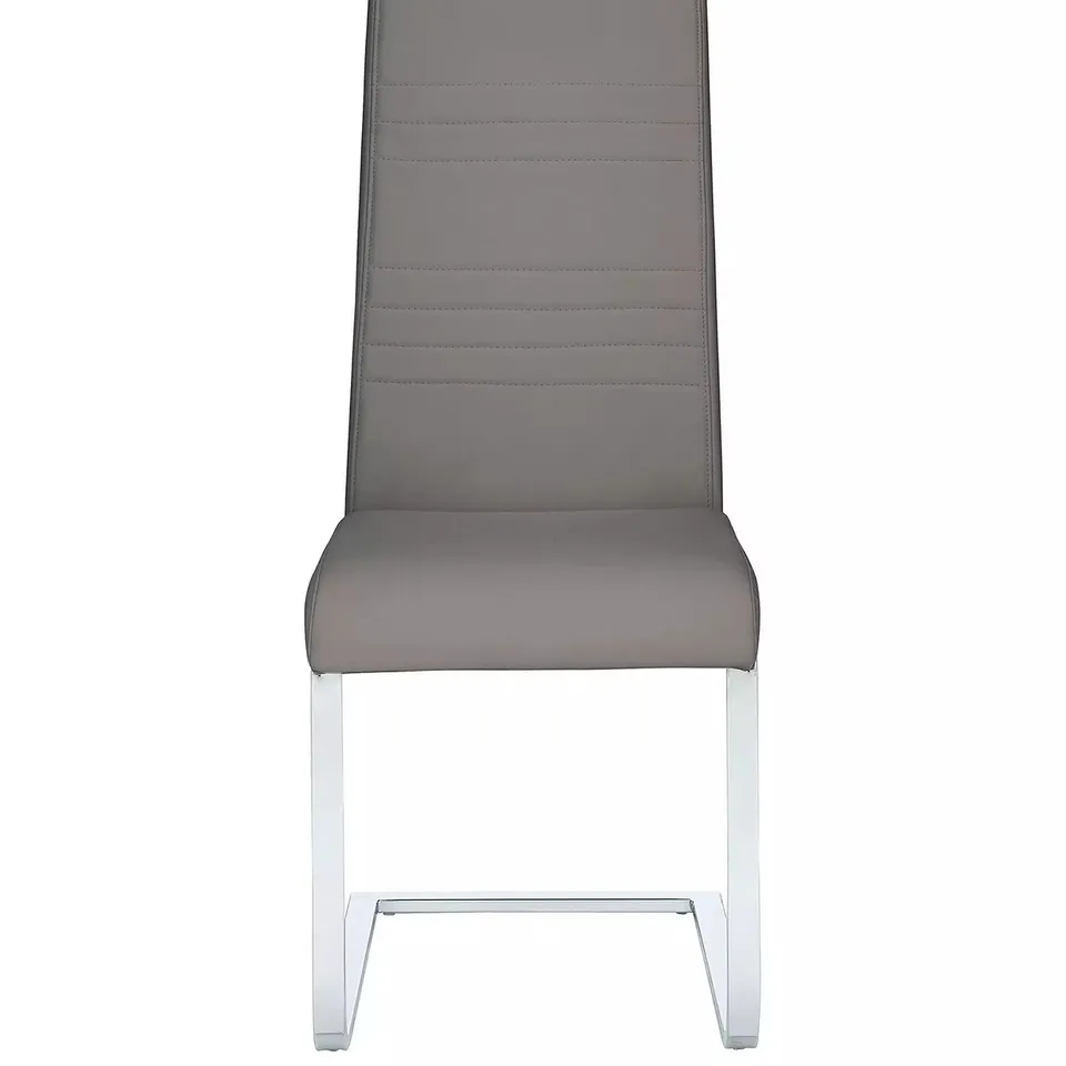 PAIR OF JET FAUX LEATHER CANTILEVER DINING CHAIRS - GREY 