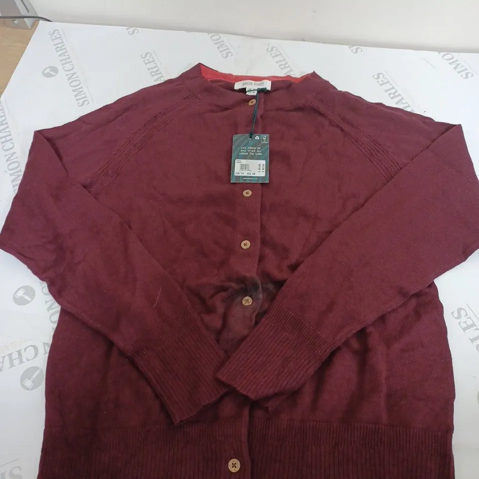 WHITE STUFF BURGUNDY CARDIGAN SIZE S 