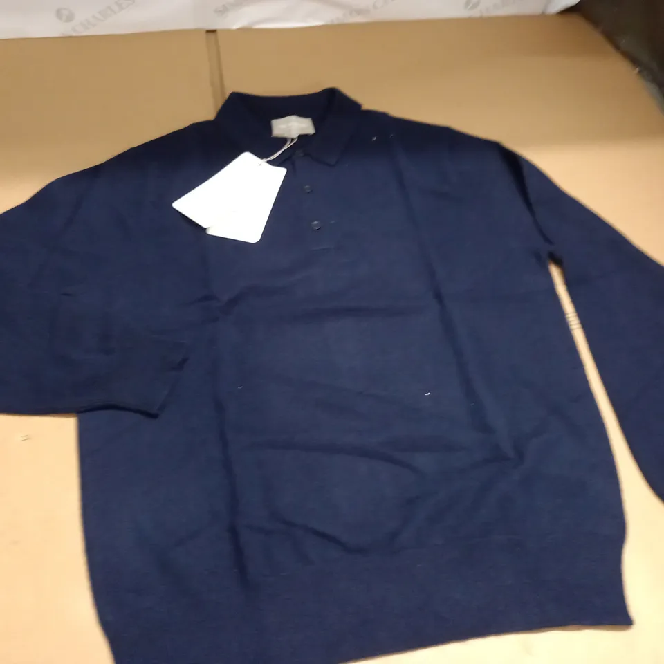 ERIC BOMPARD NAVY CASHMERE LOGN SLEEVE SHIRT - M