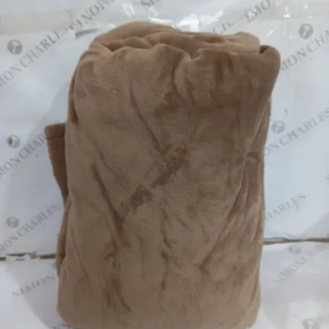 BROWN FLUFFY, WHITE TEDDY FLEECE LINED ELECTRIC BLANKET