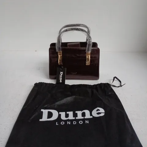 DUNE LONDON CROC-EFFECT MINI TOP-HANDLE HANDBAG – CHOCOLATE CROC SYNTHETIC