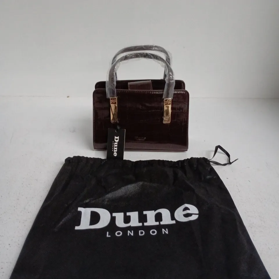 DUNE LONDON CROC-EFFECT MINI TOP-HANDLE HANDBAG – CHOCOLATE CROC SYNTHETIC