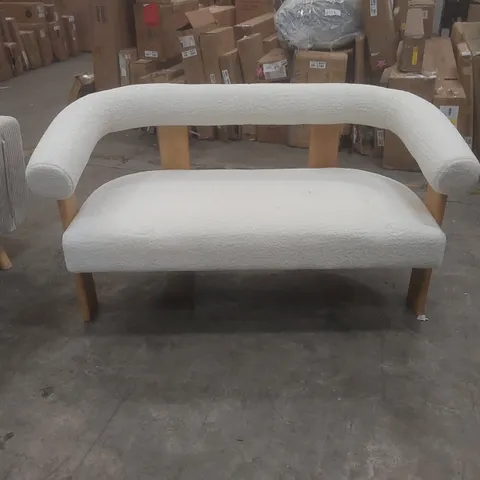 BOUCLE UPHOLSTERED 2 SEATER SOFA WITH SOLID WOOD LEGS