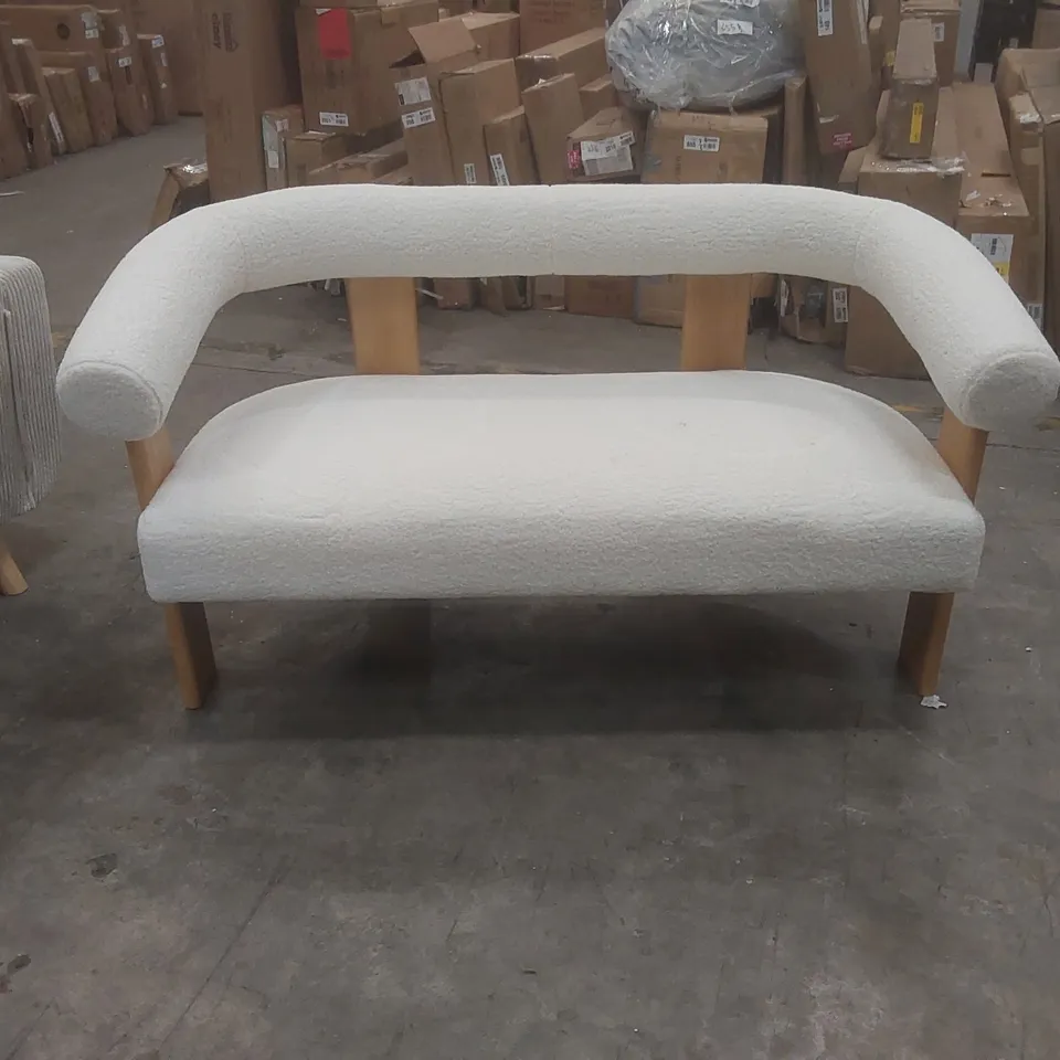 BOUCLE UPHOLSTERED 2 SEATER SOFA WITH SOLID WOOD LEGS