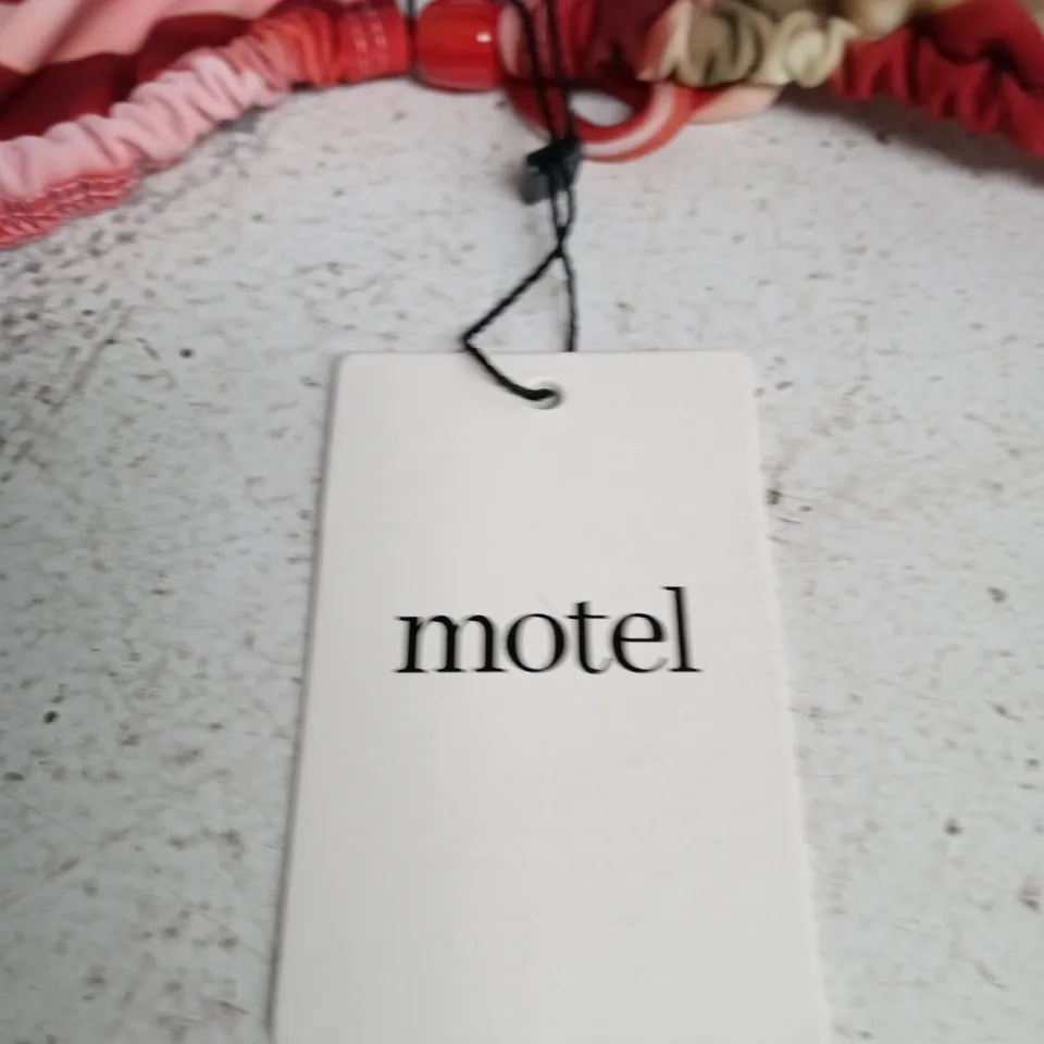 MOTEL WOMEN'S BIKINI TOP WITH BEADS – PINK/RED STRIPES, XXS