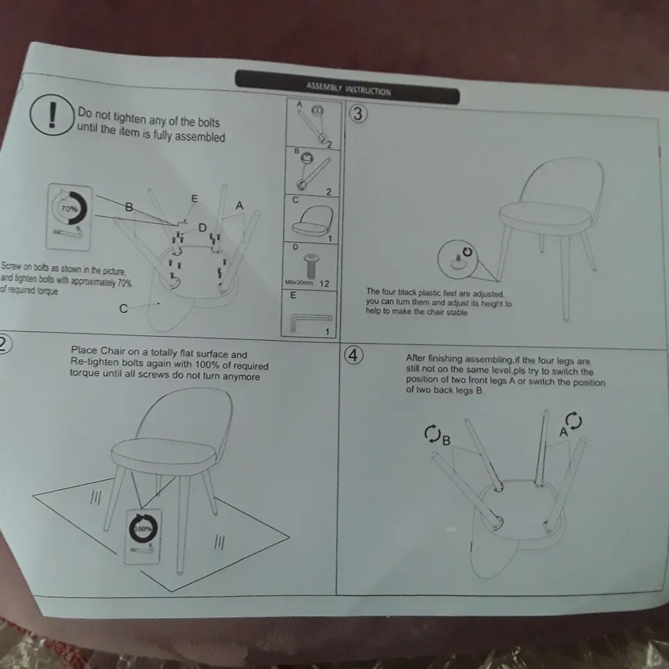 BOXED SET OF 2 UPHOLSTERED FABRIC DINING CHAIRS - DUSTY ROSE (1 BOX)