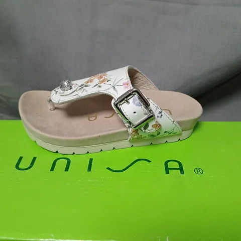 UNISA FLORAL SANDALS – WHITE FLORAL LEATHER SANDALS SIZE EU 25