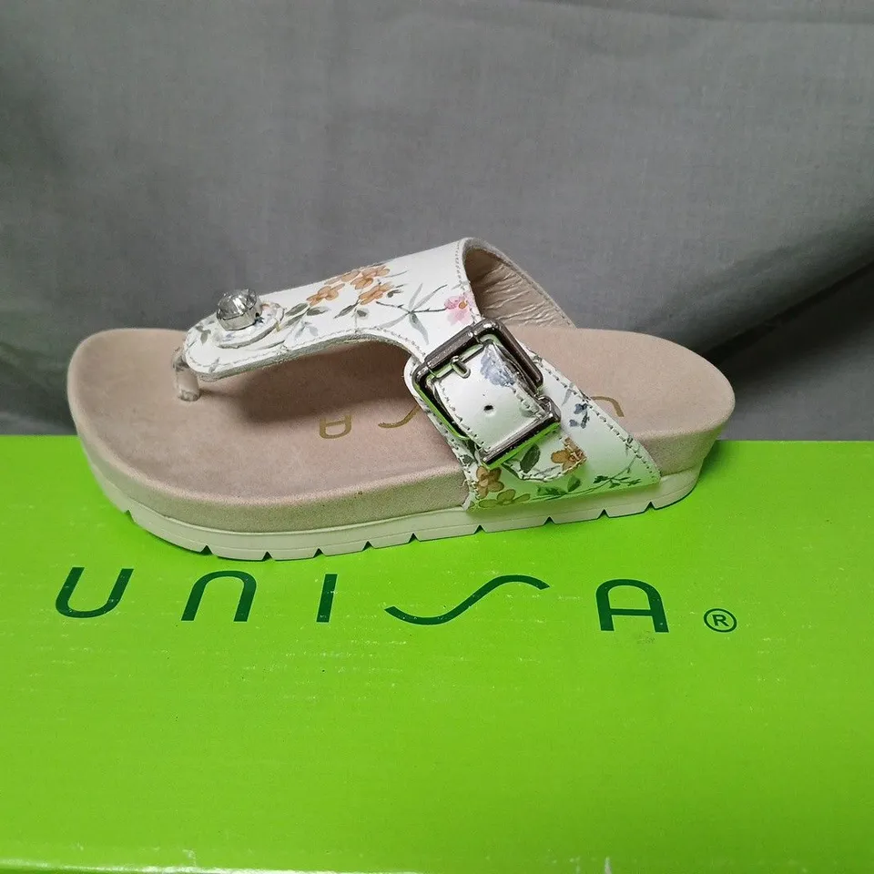 UNISA FLORAL SANDALS – WHITE FLORAL LEATHER SANDALS SIZE EU 25
