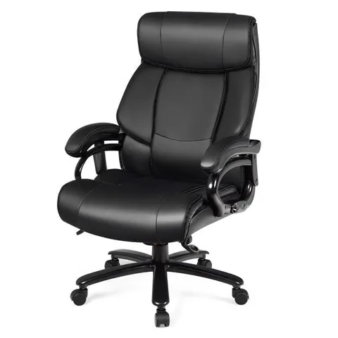 BOXED COSTWAY PU LEATHER MASSAGE OFFICE CHAIR WITH THICK FOAM CUSHION - BLACK