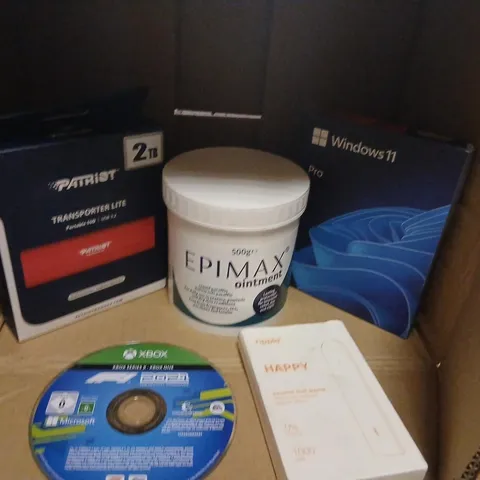 APPROXIMATELY 10 ASSORTED PRODUCTS TO INCLUDE; F1 2021 XBOX(UNBOXED), WINDOWS 11 PRO, PATRIOT TRANSPORER LITE, EPIMAX OINTMENT AND TATOO CARTRIDGES 