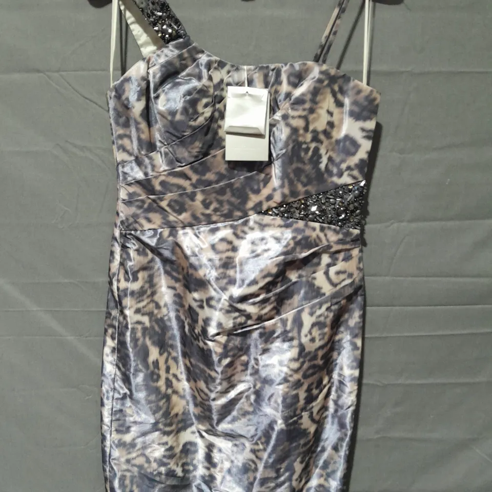 JOHN CHARLES EMBELLISHED ONE SHOULDER DRESS IN LEOPARD - 10