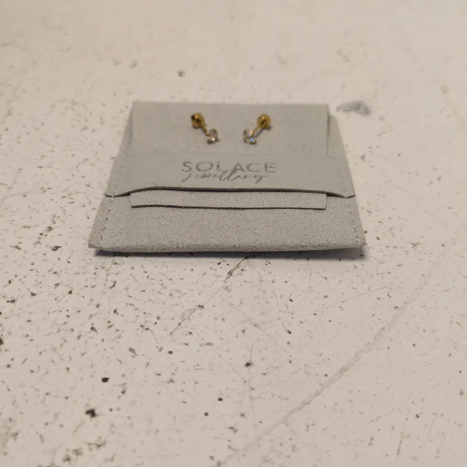 SOLACE JEWELLERY GOLD-TONE STUD EARRINGS WITH CLEAR GEMSTONES