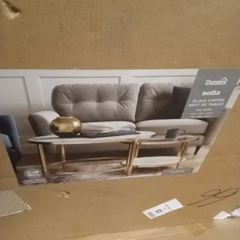 BOXED SOFIA GLASS COFFEE NEST OF TABLES (1 BOX)