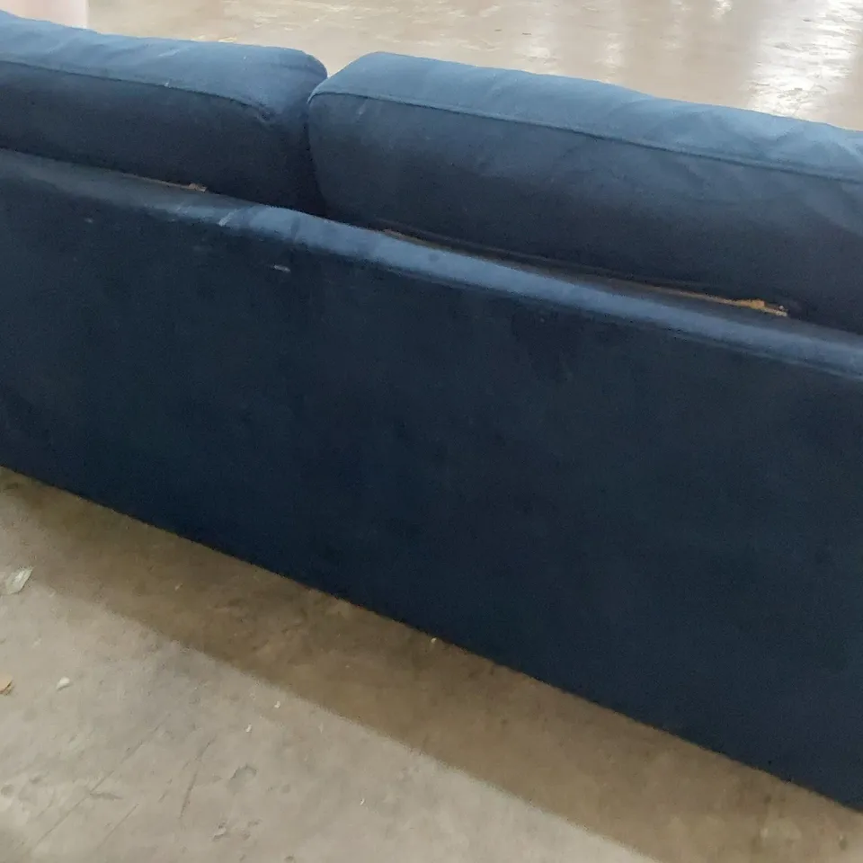 QUALITY BRITISH DESIGNER  LOUNGE Co. ROMILEY 2.5 SEATER SOFA MIDNIGHT INDIGO PLUSH FABRIC 