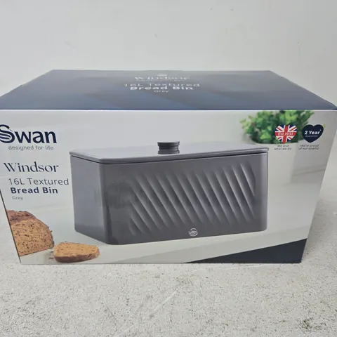 SEALED SWAN WINDSOR 16L TEXTURED BREAD BIN – GREY