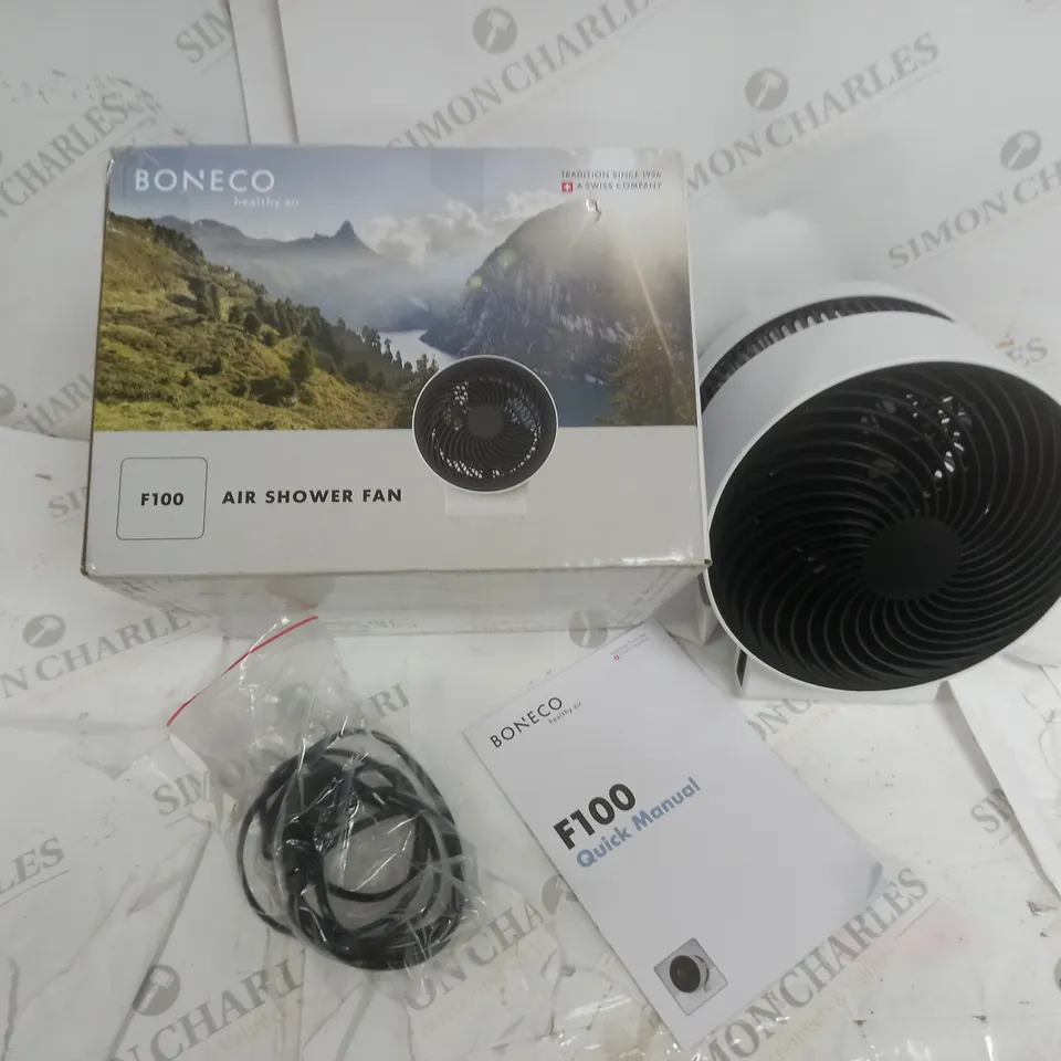 BOXED BONECO F100 DESKTOP AIR SHOWER FAN, WITH INSTRUCTIONS
