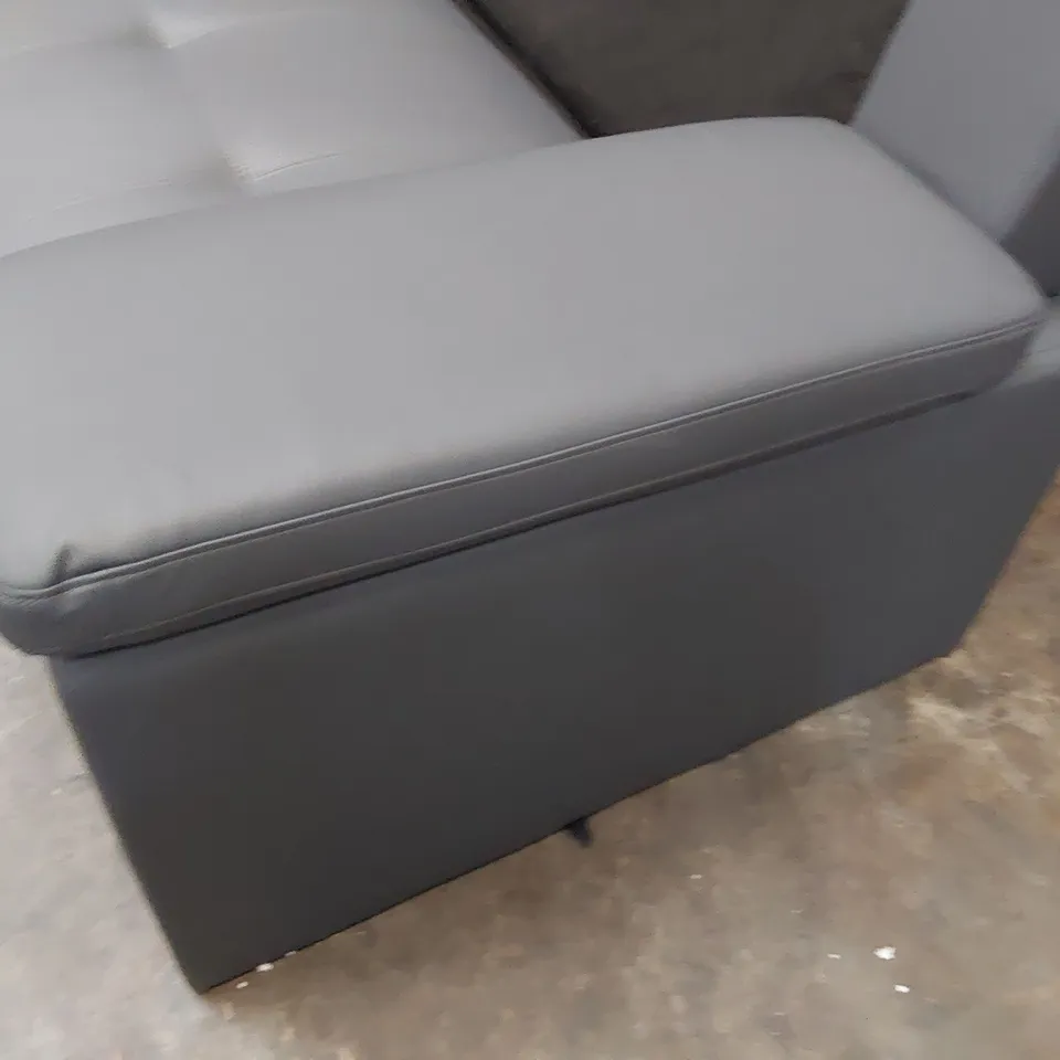DESIGNER THREE SEATER SOFA GREY LEATHER 