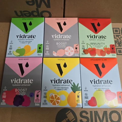 6 ASSORTED VIDRATE SACHET BOX SETS TO INCLUDE FLAVOURS SUCH AS STRAWBERRY & LIME, CHERRY, MIXED BERRY, ETC