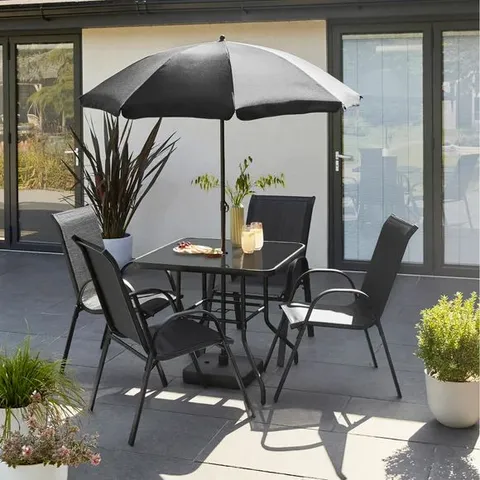 BOXED 4 SEATER GARDEN DINING SET - BLACK (1 BOX)