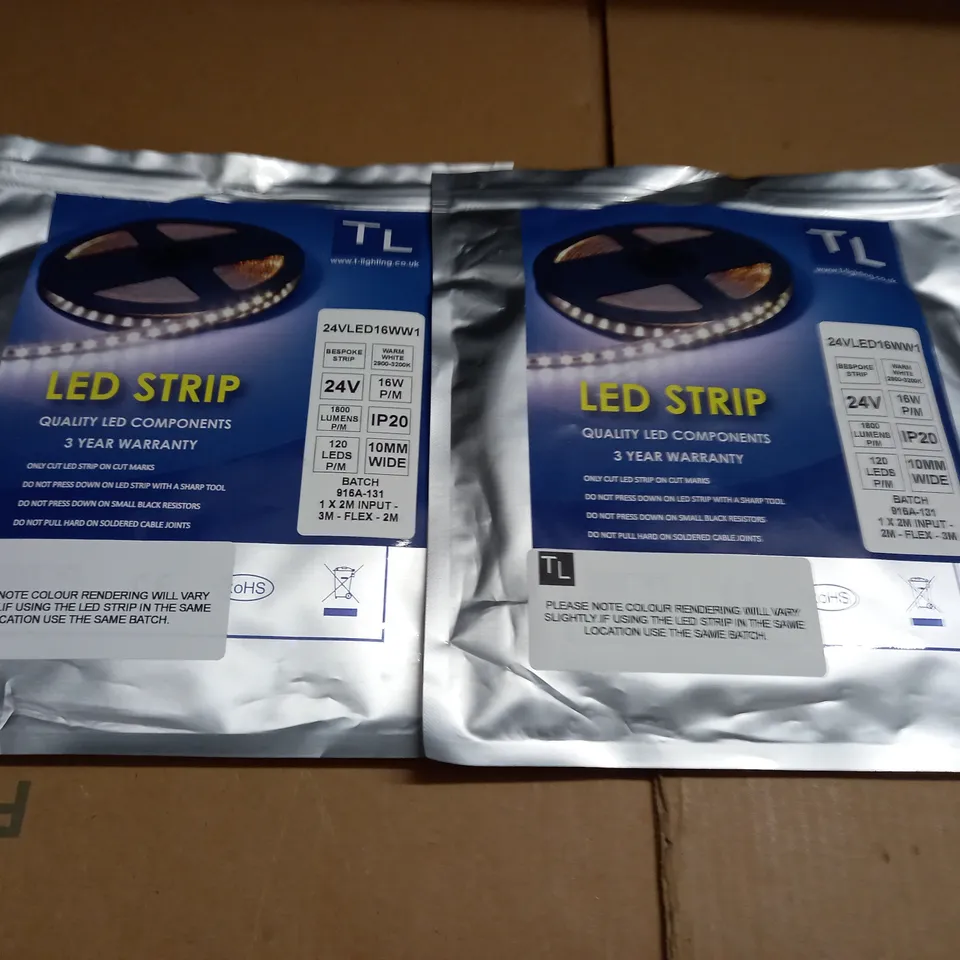 LOT OF 2 LED LIGHT STRIPES - 1 X 2M INPUT 3M FLEX