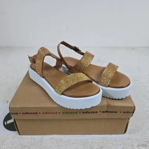 ADESSO ZARA LEATHER DIAMANTE SANDALS SIZE 37 BOXED