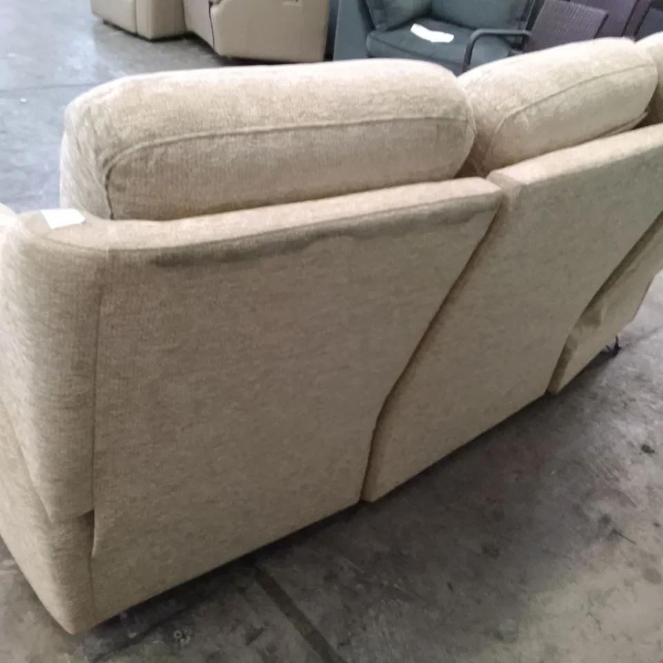 QUALITY DESIGNER G-PLAN KINGSBURY 3 SEATER (CURVED) ELECTRIC RECLINER DBL SOFA - BOUCLE JUTE FABRIC 