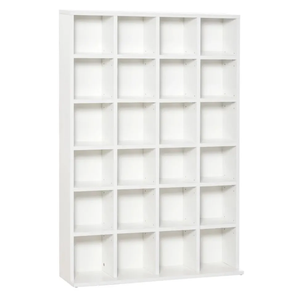 BOXED HOMCOM CD STORAGE UNIT WITH ADJUSTABLE SHELVES, 89 X 130.5 CM, WHITE