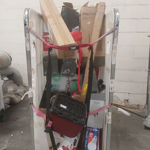 CAGE CONTAINING A LARGE QUANTITY OF ASSORTED ITEMS INCLUDING: MORPHY RICHARDS TOASTER, STEAM IRONS, SANDWICH TOASTER, CERAMIC TOWER HEATER ECT // CAGE NOT INCLUDED