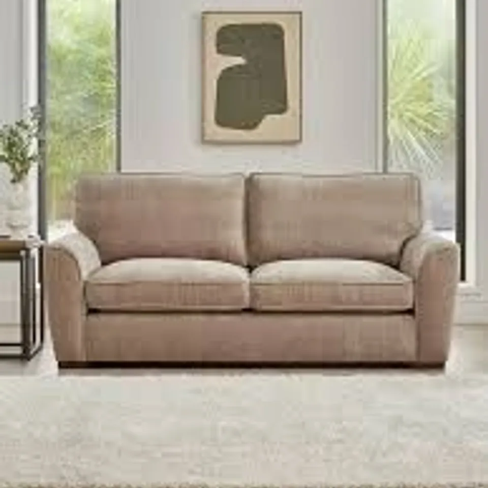 HARLOW 3 SEATER STANDARD BACK FABRIC SOFA - NATURAL RRP £649