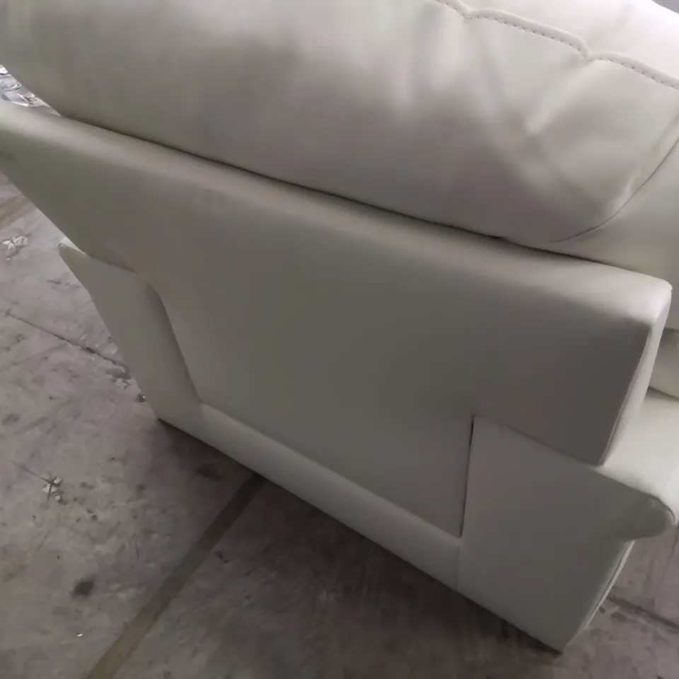 DESIGNER EASY CHAIR CREAM FAUX LEATHER 