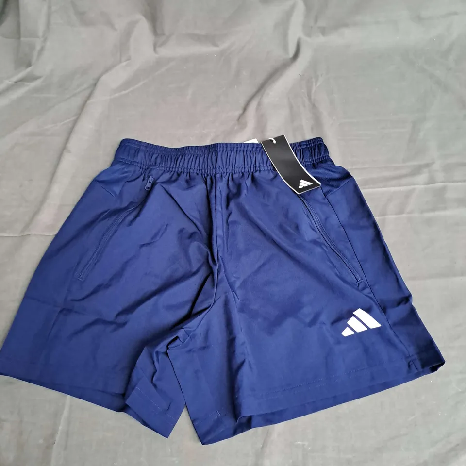 ADIDAS ZIP SHORTS IN DARK BLUE SIZE S 5"
