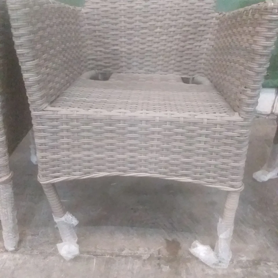 X4 RATTAN EFFECT GARDEN CHAIRS GREY