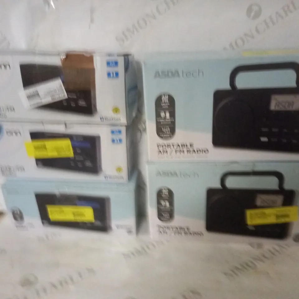 LOT OF 5 ASSORTED ONN AND ASDATECH RADIOS