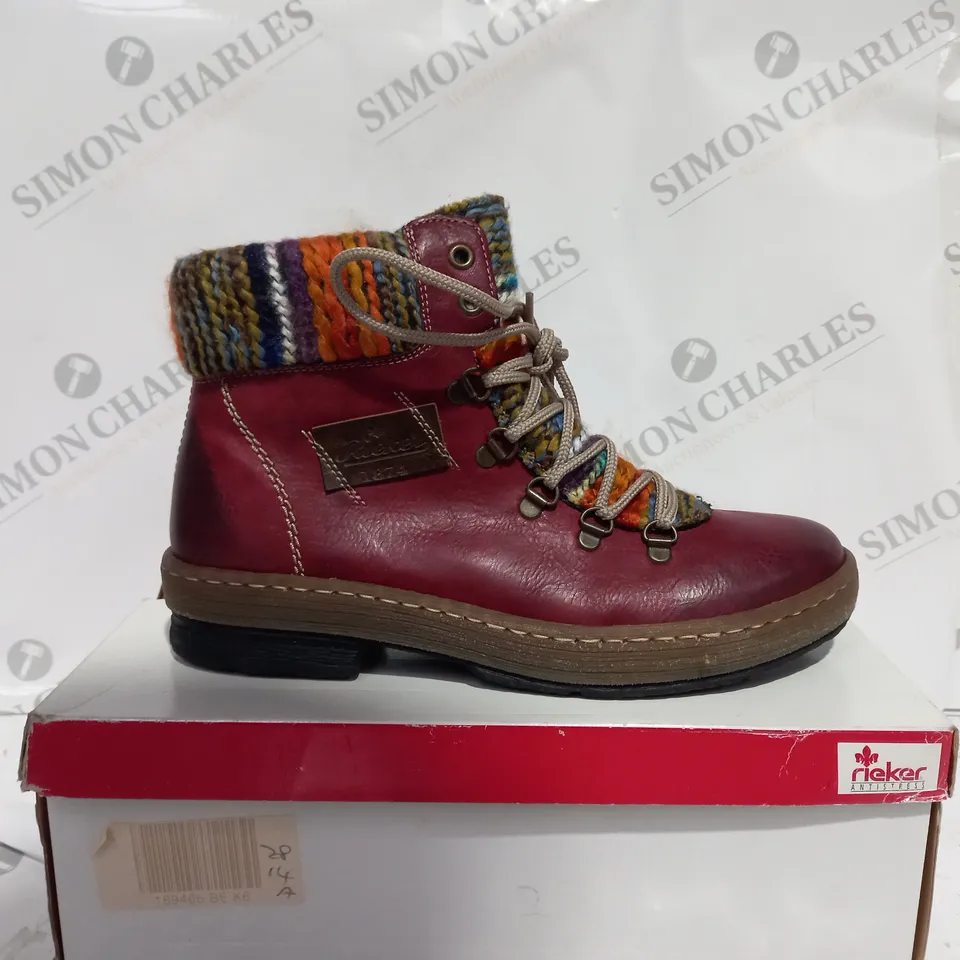 RIEKER LACE UP ANKLE BOOTS - UK SIZE 6