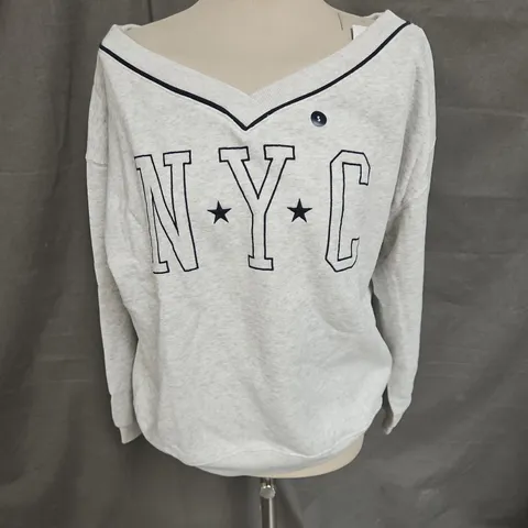 HOLLISTER JUMPER IN LIGHT GREY MELANGE SIZE S