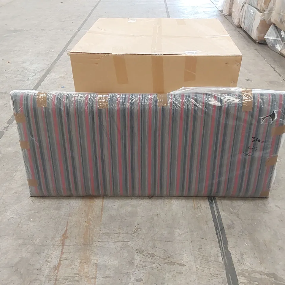 BAGGED DESIGNER 135cm DOUBLE SIZE STRIPE FABRIC UPHOLSTERED HEADBOARD 