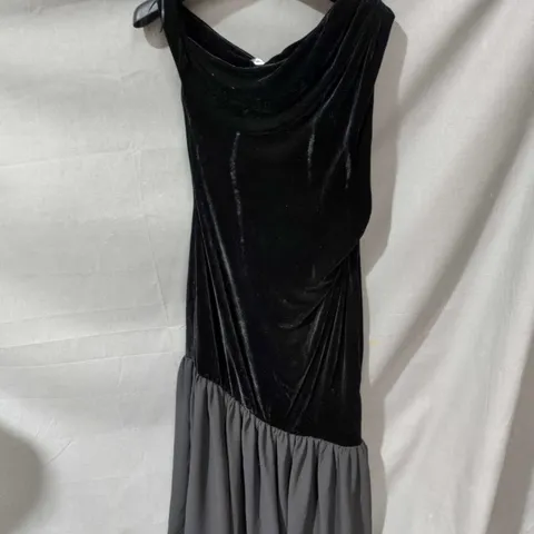 GINA TRICOT TWISTED SHEER MAXI DRESS – BLACK/GREY HEM, SIZE S