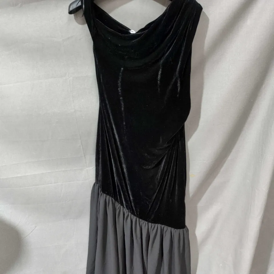 GINA TRICOT TWISTED SHEER MAXI DRESS – BLACK/GREY HEM, SIZE S
