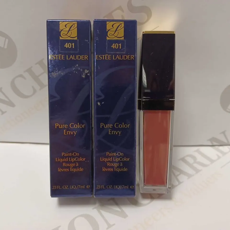 LOT OF 2 ESTEE LAUDER PURE COLOR ENVY PAINT-ON LIQUID LIPCOLOUR - #401 BURNT RAISIN