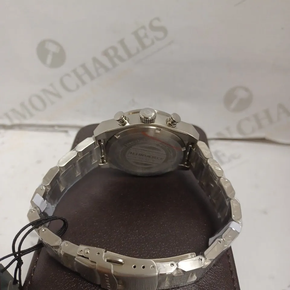 BOXED CADOLA COSWORTH LIMITED EDITION WATCH - ALL STAINLESS STEEL, LEATHER STRAP - CHRONOGRAPH - WATER RESITANT 10 ATM - CARBON FIBRE DETAIL - SUB DIAL. 