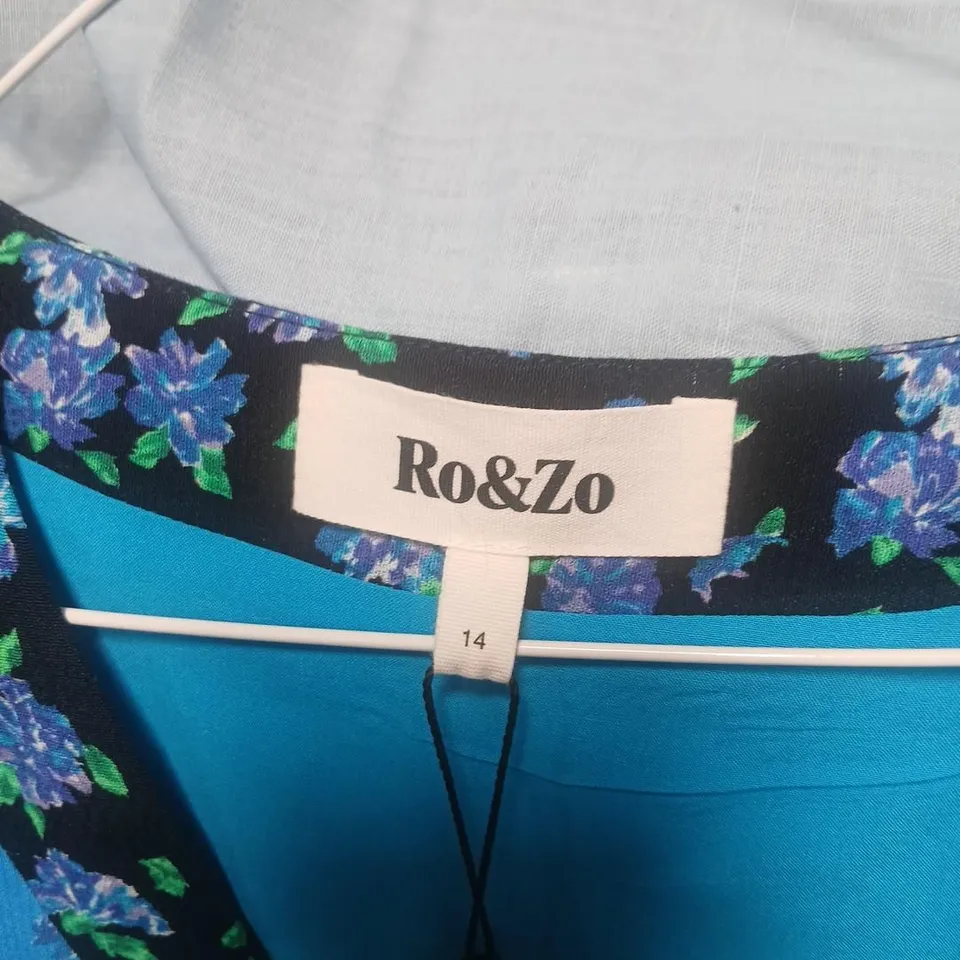 RO&ZO BLUE MIX AND MATCH ROSE DITSY DRESS – UK 14 (EU 42; US/CA 10)