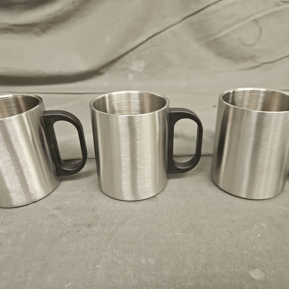 THE GREENFIELD COLLECTION STEEL MUGS 3X 