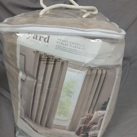 WARD HEAVY CHENILLE EYELET CURTAINS – 90 X 90 INCHES (229 X 229 CM)