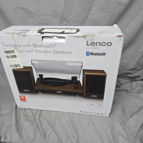 LENCO LS-100WD TURNTABLE WITH BLUETOOTH & WOODEN SPEAKERS – BOXED