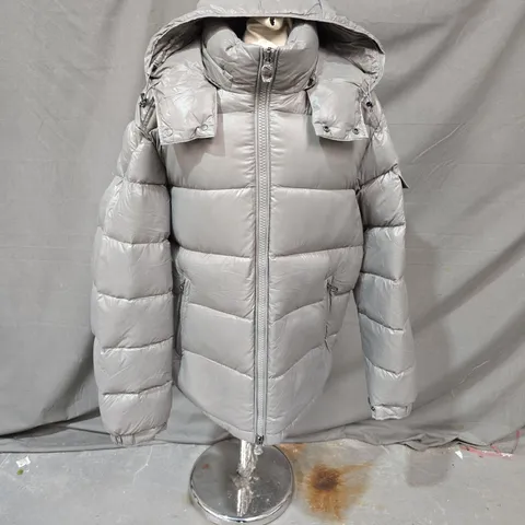 MONCLER HOODED DOWN JACKET - GREY, UK 5